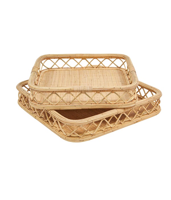 Charleston Tray Set, Large (2-Pc Set ) Color - Natural This Item Will Be Discontinued.