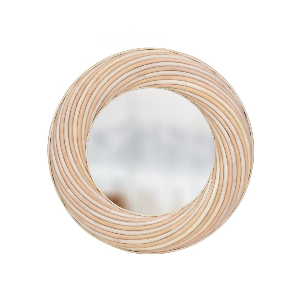 NEW!!  Round Twisted Rattan Mirror Rattan Frame Color - Bleached Natural