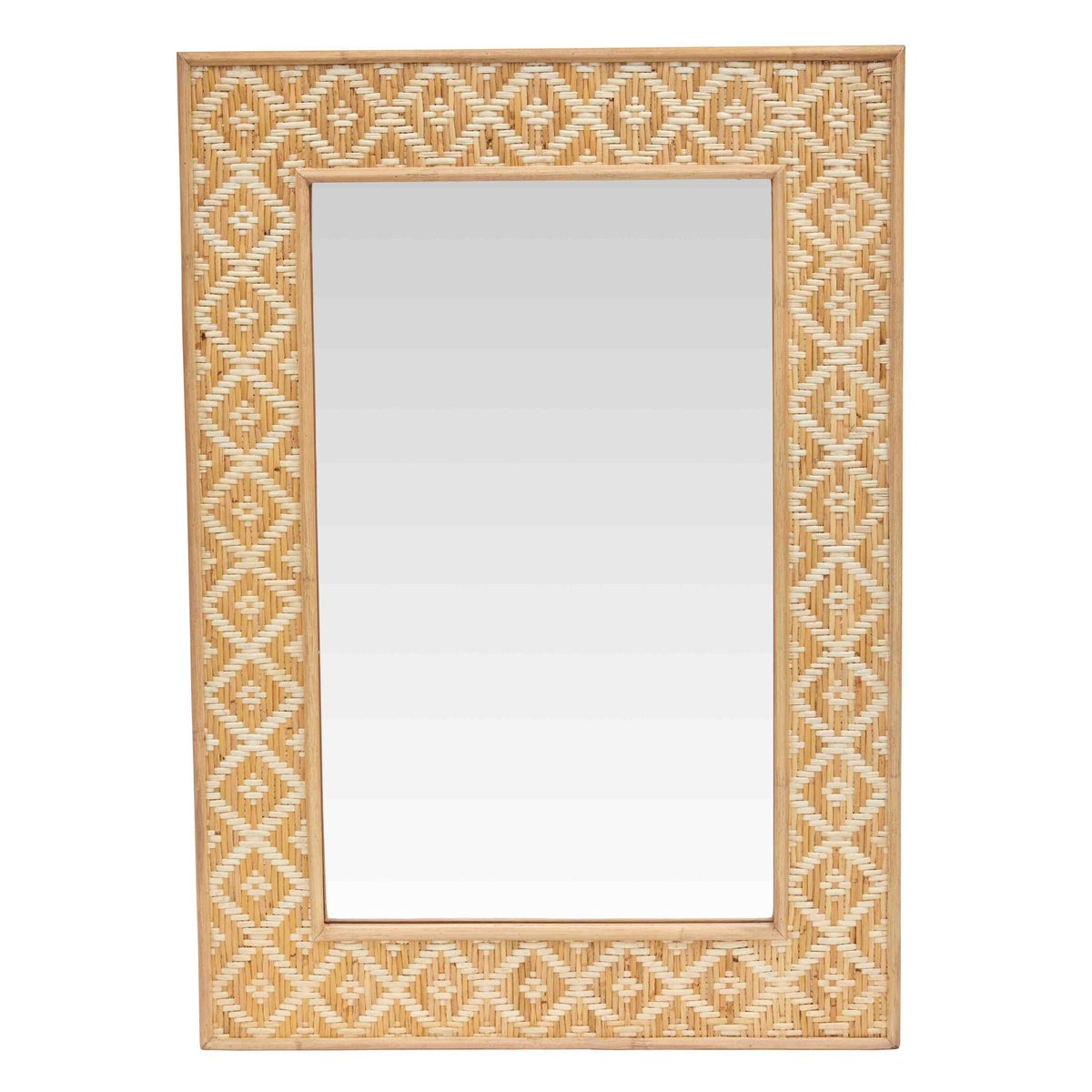 Batik Mirror, RectangleRattan Frame Color - Tan / Natural