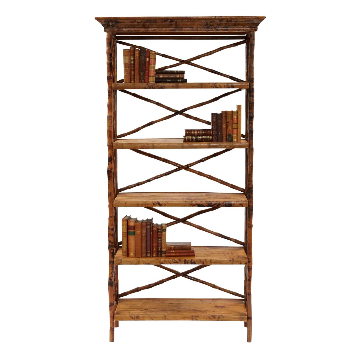 English Bookcase 5 Shelf, Flip -n-Fold Frame Color - Tortoise Some Assembly Required