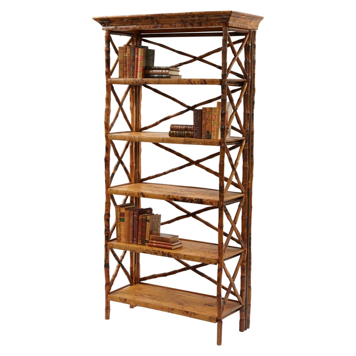 English Bookcase 5 Shelf, Flip -n-Fold Frame Color - Tortoise Some Assembly Required