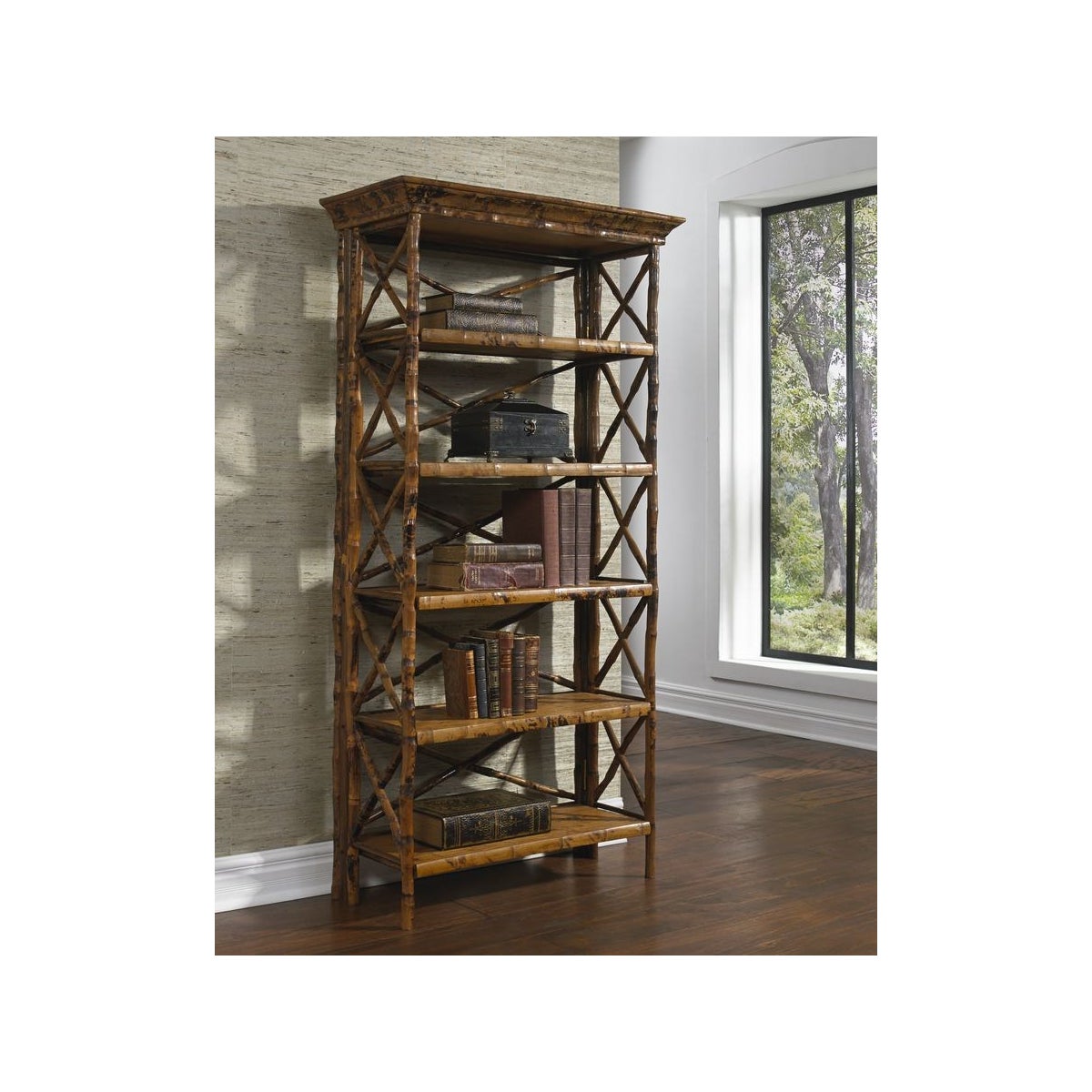 English Bookcase 5 Shelf, Flip -n-Fold Frame Color - Tortoise Some Assembly Required