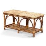 Bed Bench with Shelf Woven Rush Seat Frame Color - Tortoise