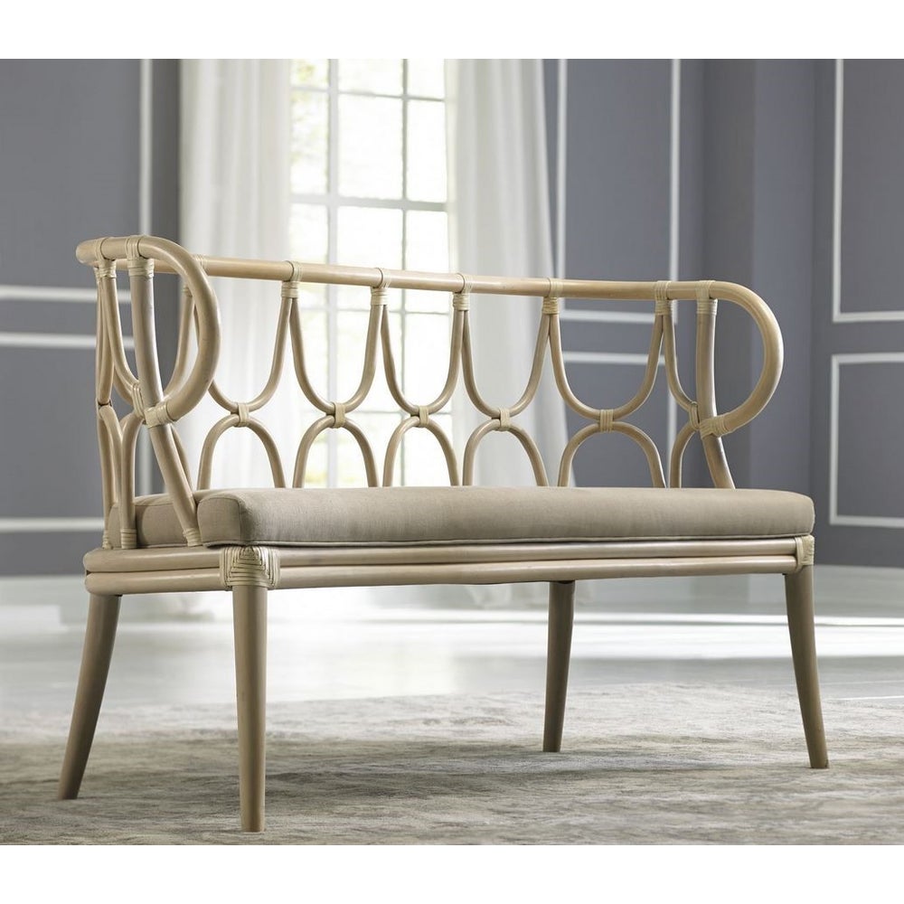 Simone Bench  Curved Back  Unpainted - "Select Your Color"  Cushion Color - CreamRattan Frame wi