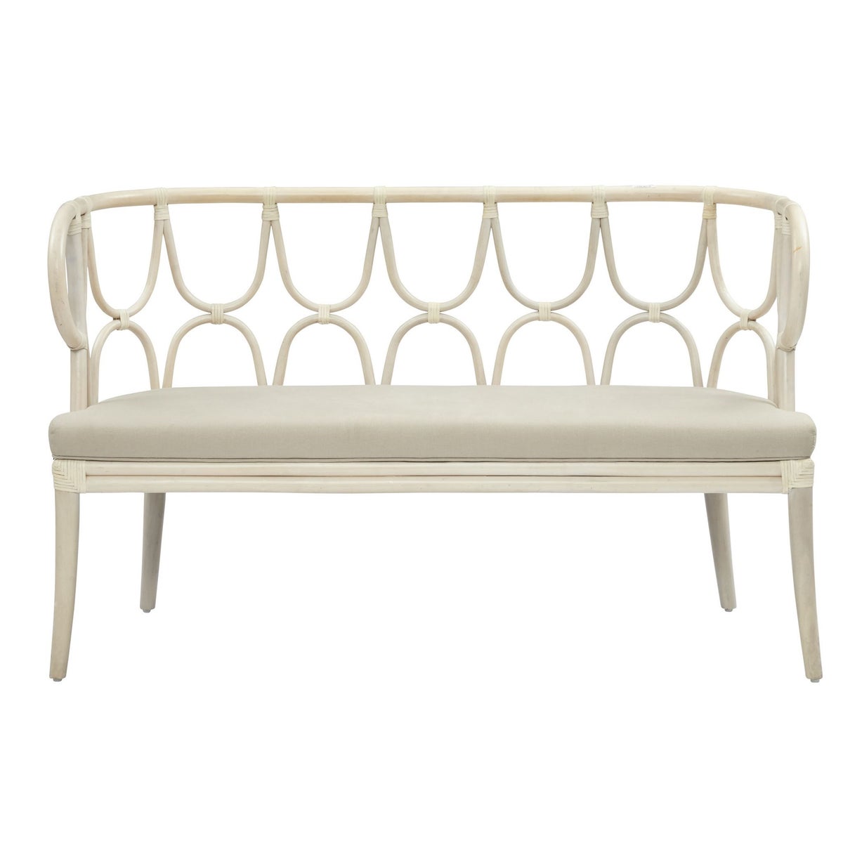 Simone Bench, Curved Back Frame Color - LinenCushion Color - Cream