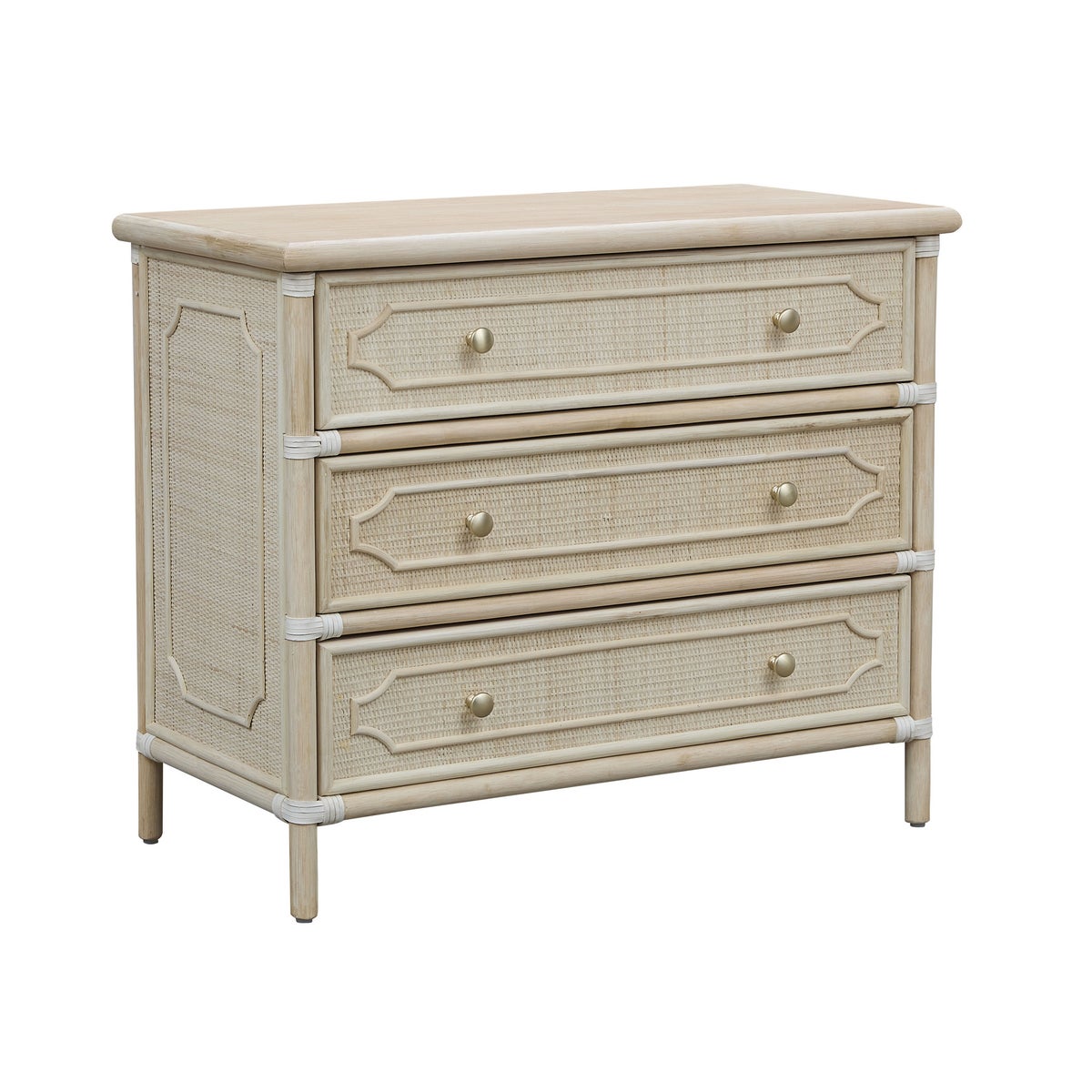 36 3 Drawer Chippendale ChestUnpainted - "Select Your Color" Frame: Rattan & Wood