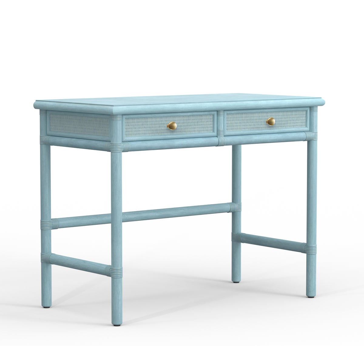 Chippendale DeskUnpainted - "Select Your Color"Frame - Rattan and Wood