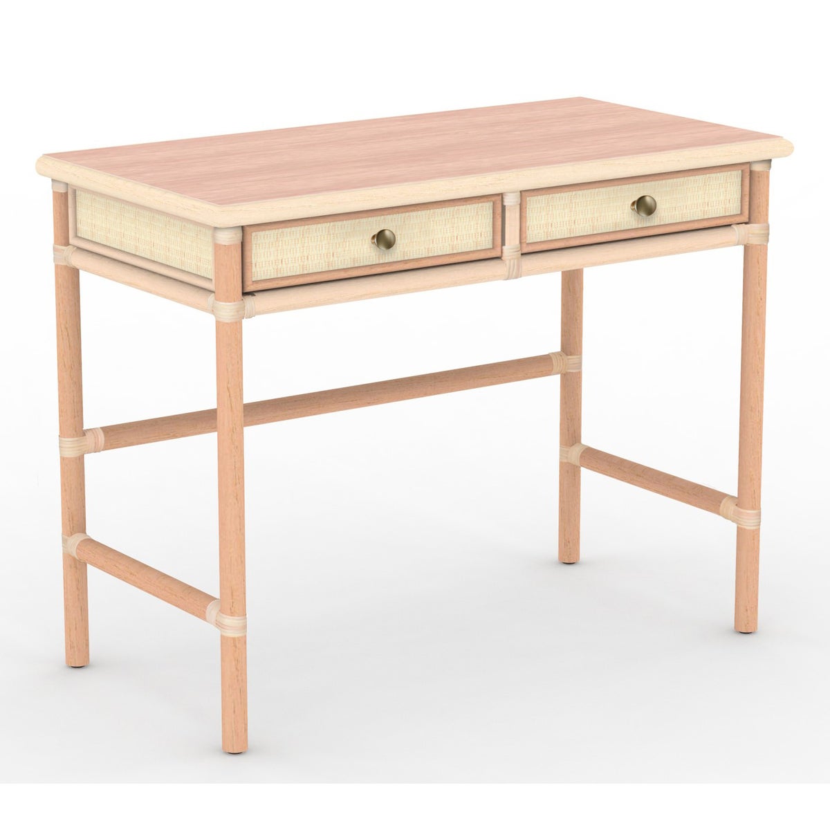 Chippendale DeskUnpainted - "Select Your Color"Frame - Rattan and Wood