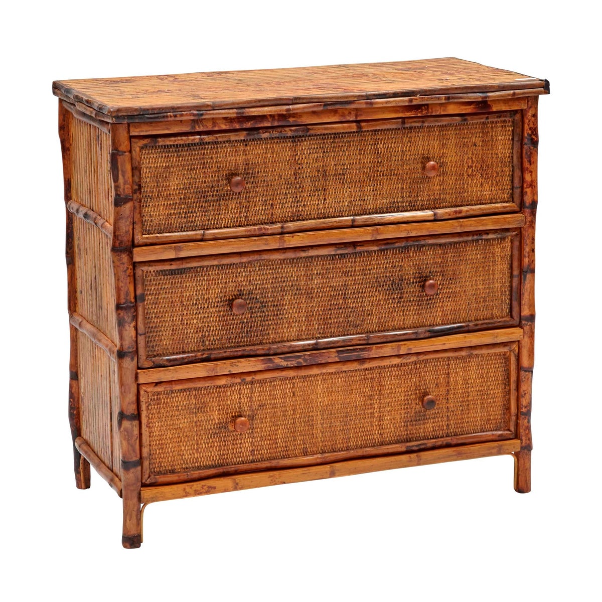 Bachelor Chest, Large Woven Drawer Fronts Frame Color - Antique Tortoise