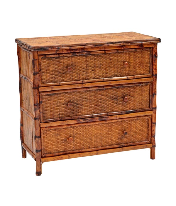 Bachelor Chest, Large Woven Drawer Fronts Frame Color -  Antique Tortoise