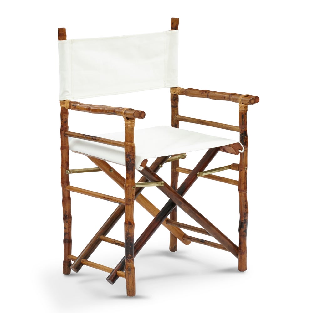 Folding Campaign Directors Chair Frame Color - Tortoise Matte  Seat and Back Color - White Price