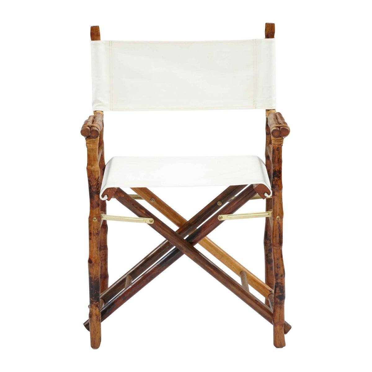 Folding Campaign Directors Chair Frame Color - Tortoise Matte  Seat and Back Color - White SOLD