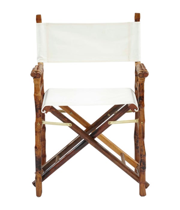 Folding Campaign Directors Chair Frame Color - Tortoise Matte  Seat and Back Color - White (Sold