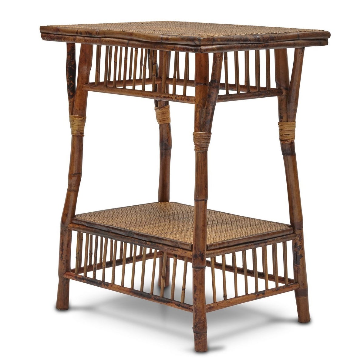 Bombay Side Table Woven Top and Shelf Frame Color - Antique Tortoise