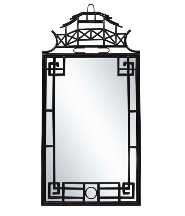 Pagoda Mirror, Large  Unpainted - "Select Your Color"  Frame: Rattan
