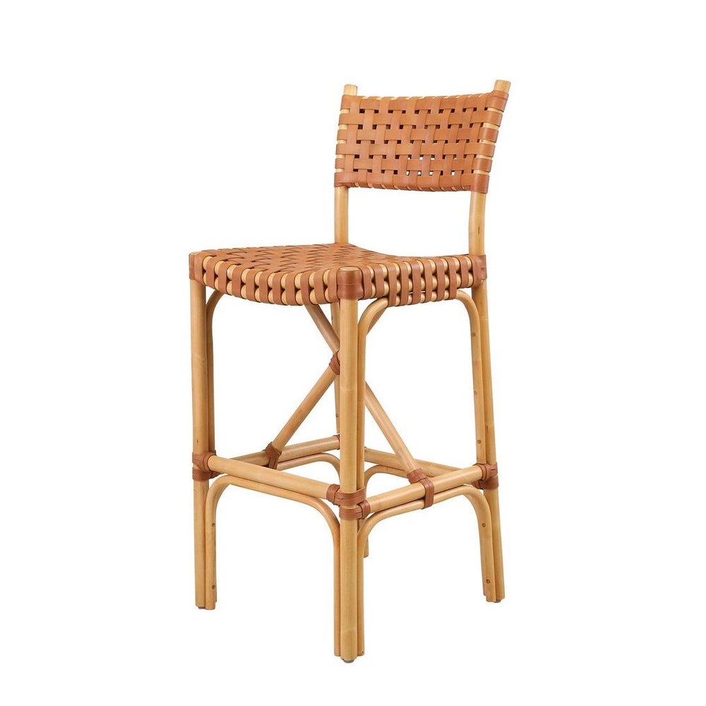 CLOSE-OUT!!Malibu Bar Chair Frame Color - Natural  Leather Color - Brown 50% OFF!This Item Wil