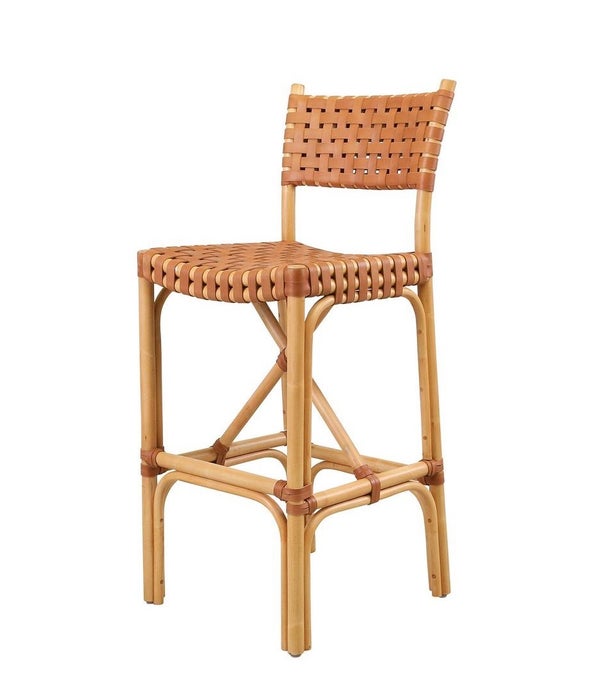 Malibu Bar Chair Frame Color - Natural  Leather Color - Brown This Item Will Be Discontinued.