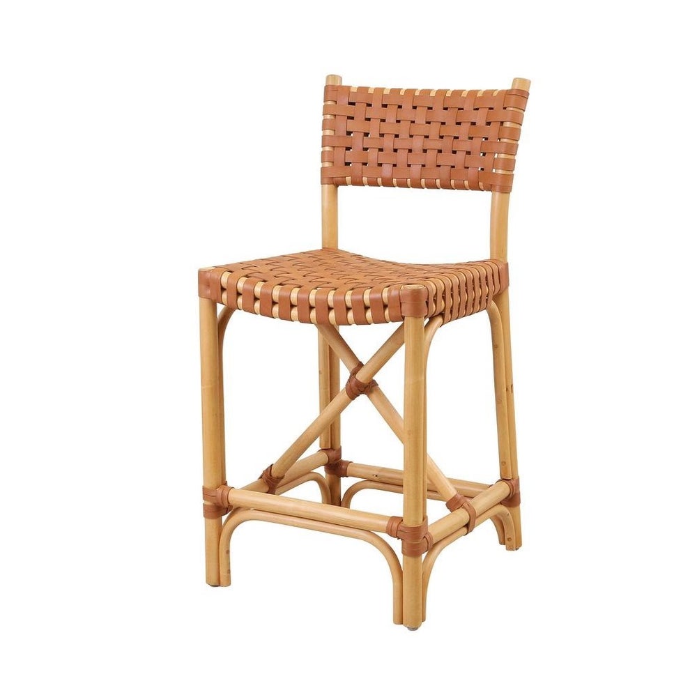 Malibu Counter Chair Frame Color - Natural Leather Color - Brown This Item Will be Discontinued.