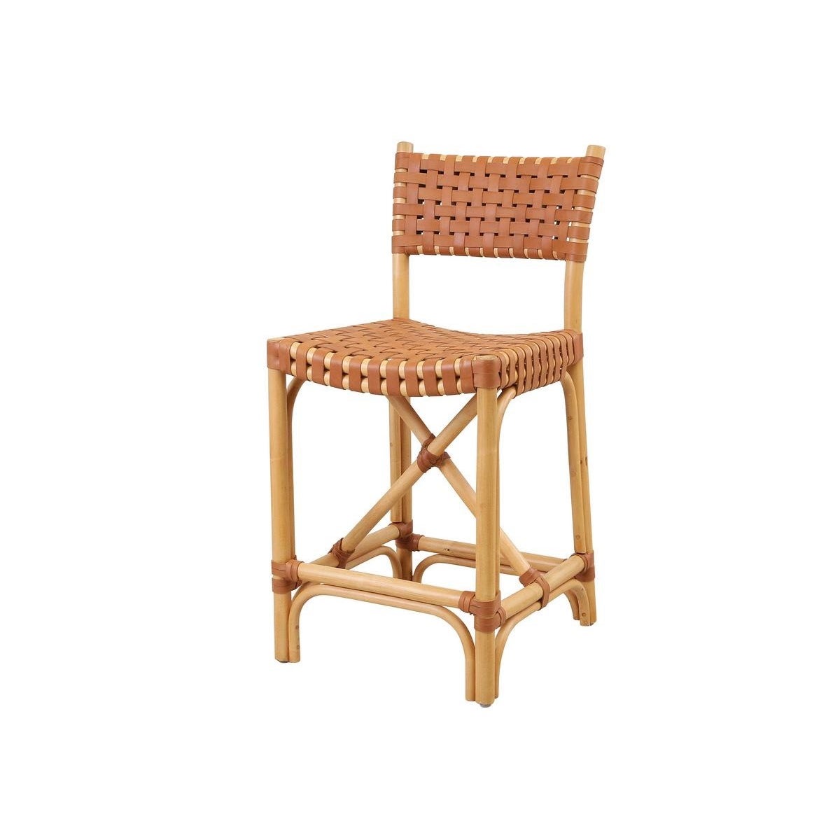 Malibu Counter Chair Frame Color - Natural Leather Color - Brown This Item Will be Discontinued.