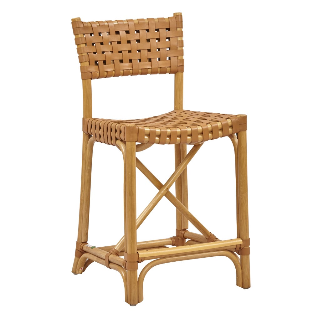 Malibu Counter Chair Frame Color - Natural Leather Color - Saddle This Item Will Be Discontinued