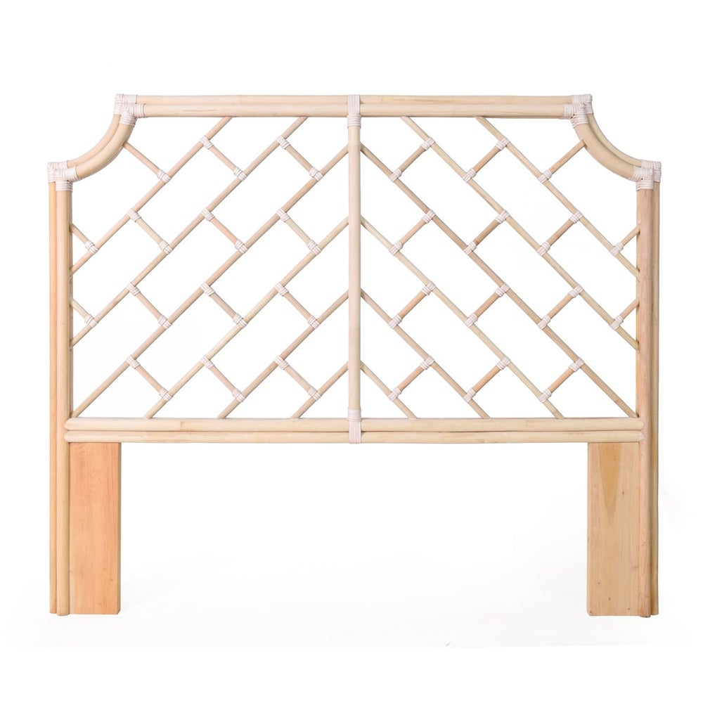 Palm Beach Chippendale Headboard Queen Frame Unpainted - "Select Your Color" Rattan Frame with Le