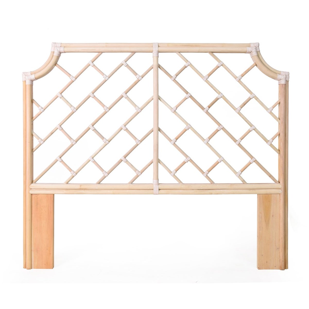 Palm Beach Chippendale Headboard Queen Frame Unpainted - "Select Your Color" Rattan Frame with Le