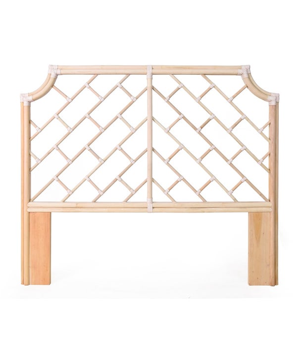 Palm Beach Chippendale Headboard Queen Frame UNPAINTED ONLYRattan Frame with Leather Wraps This