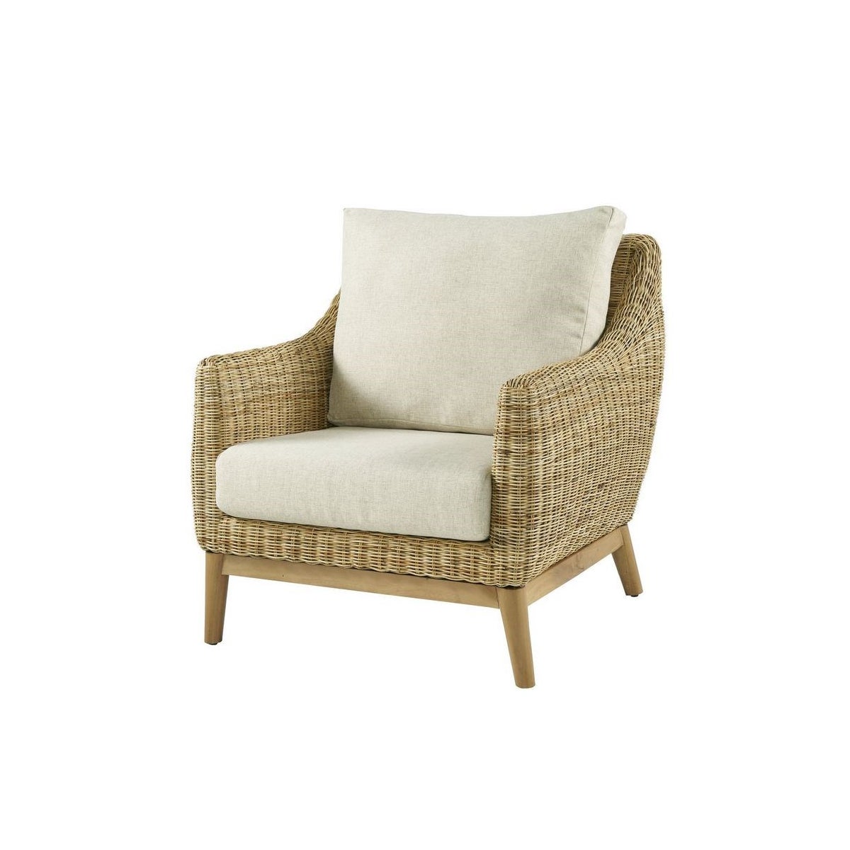 Metropolitan Club Chair Frame Color - Natural Weave Color - Natural Cushion Color - Cream