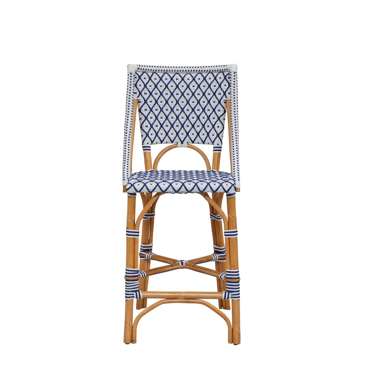 Bistro Counter Chair Color - White/Navy (Diamond Pattern)