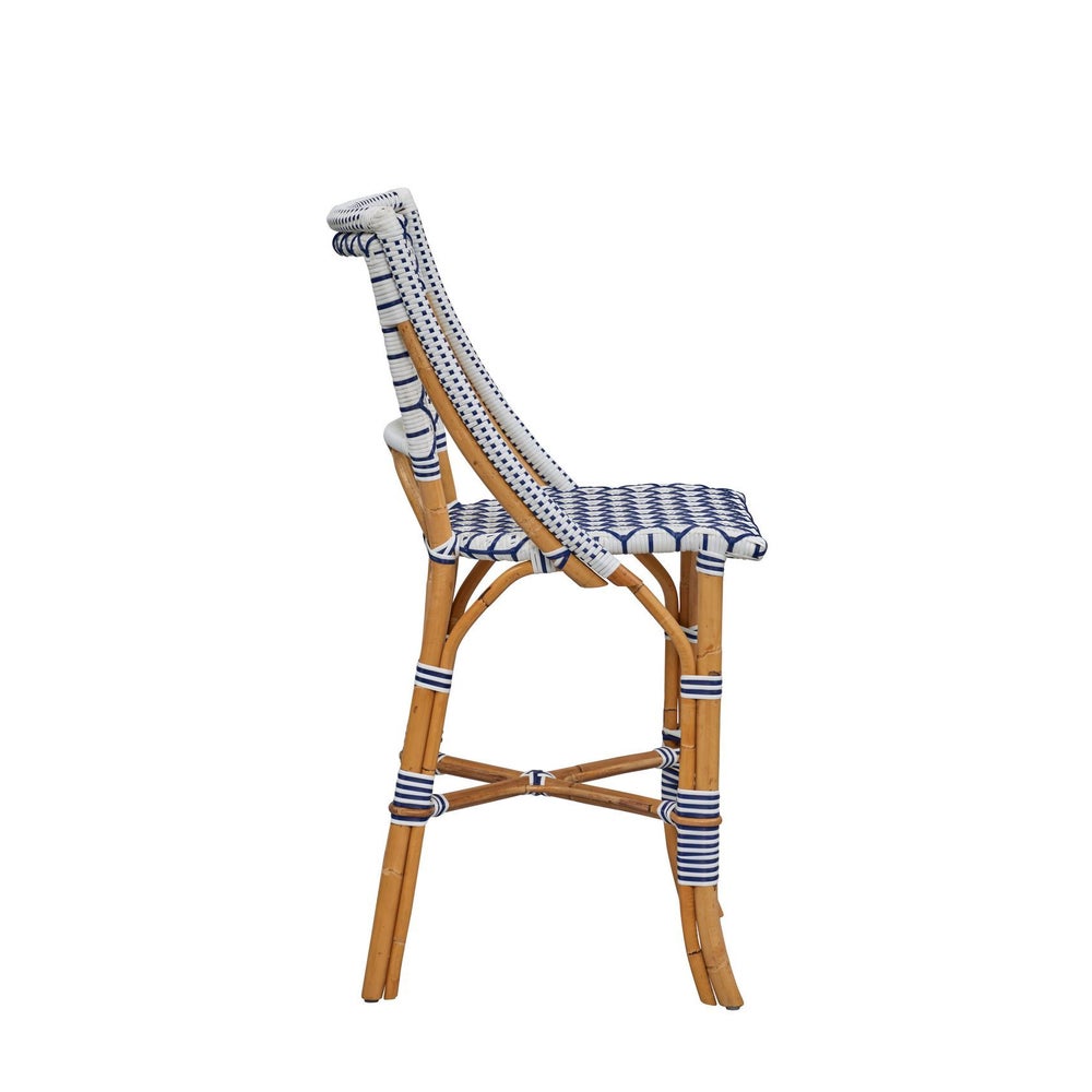 Bistro Counter Chair  Color - White/Navy  (Diamond Pattern)