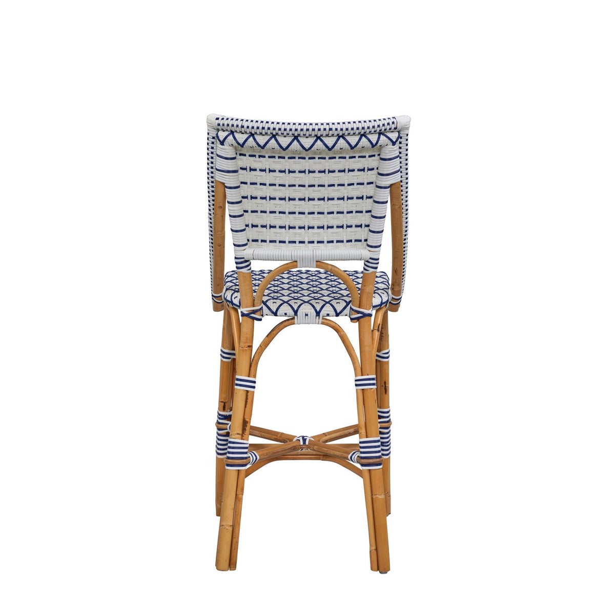 Bistro Counter Chair Color - White/Navy (Diamond Pattern)