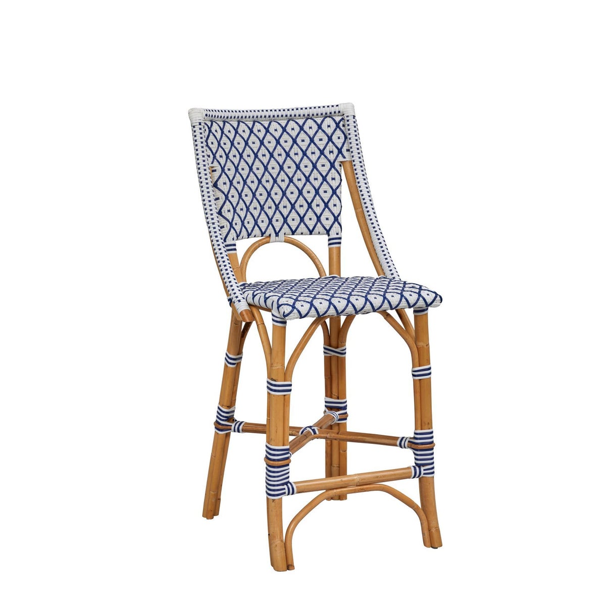 Bistro Counter Chair Color - White/Navy (Diamond Pattern)
