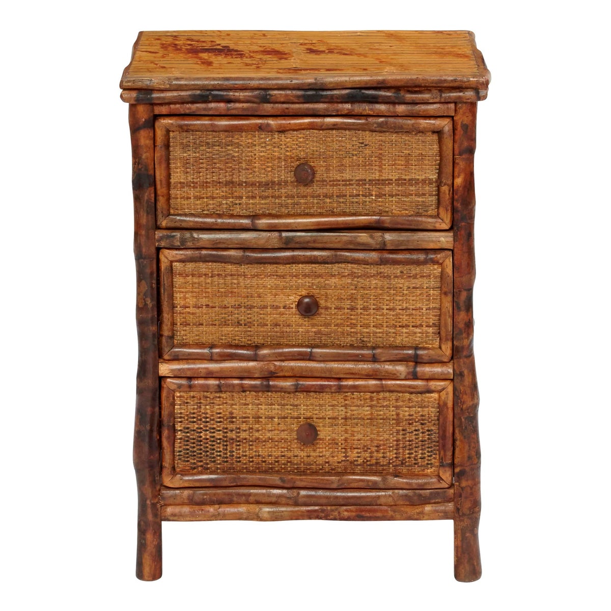 3 Drawer Side Cabinet Woven Front Frame Color - Antique Tortoise