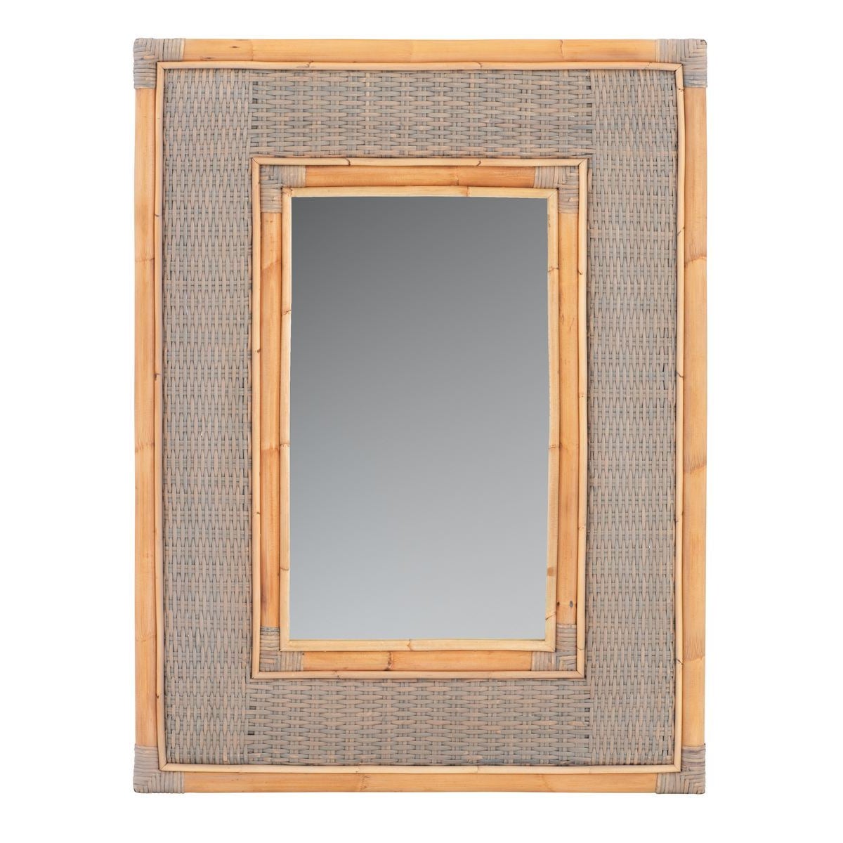 NEW!! Newport Beach Mirror Frame - Polished RattanWeave Color - Fog Gray
