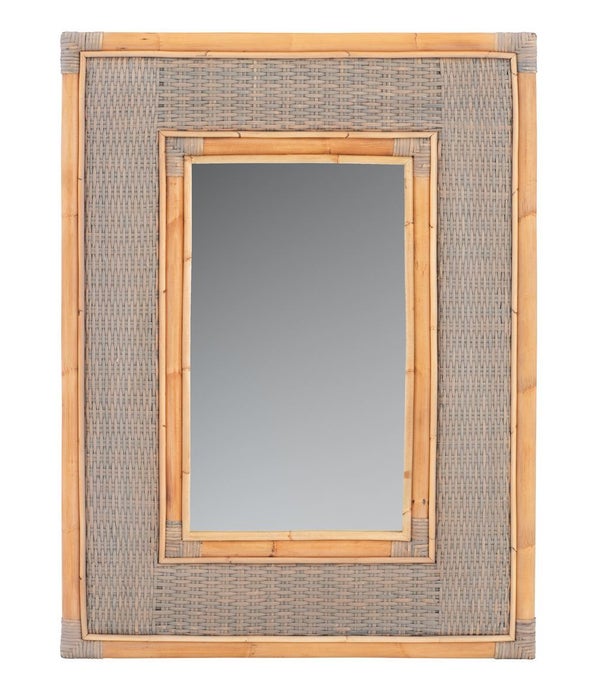 NEW!!  Newport Beach Mirror Frame - Polished RattanWeave Color - Fog Gray