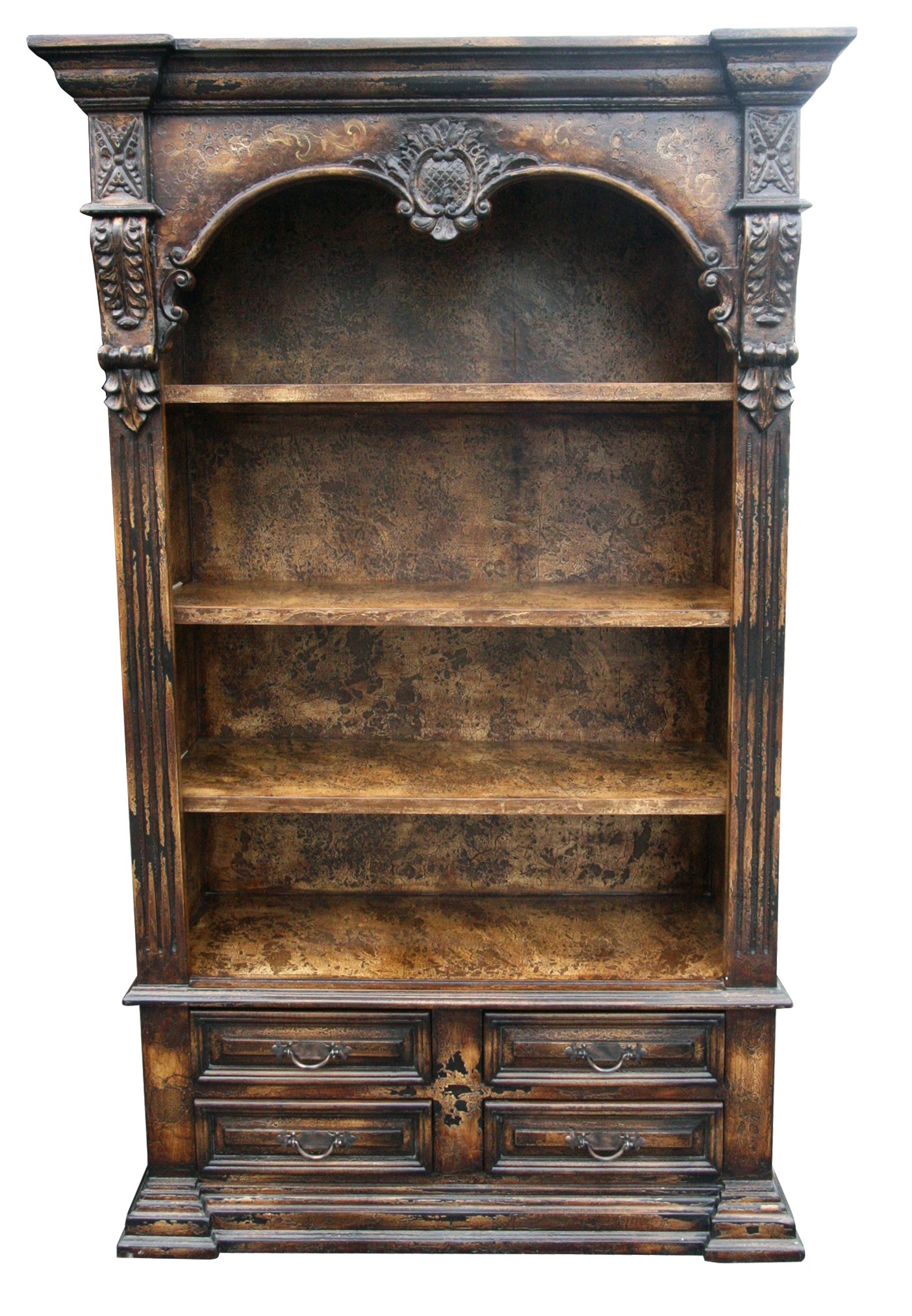 CARVED LARGE BOOKCASE - bookcases | Casa Bonita Home Furnishings