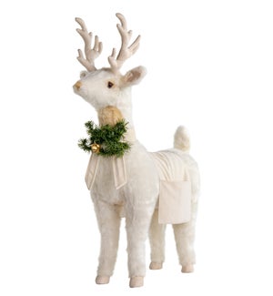 White Reindeer Footrest Ivory Trim