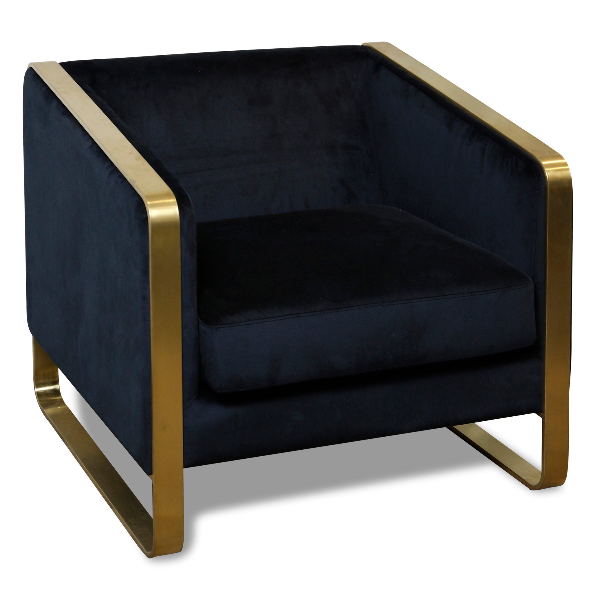 SEELEY CHAIR Black Velvet Fabric on Hardwood Frame with Brushed