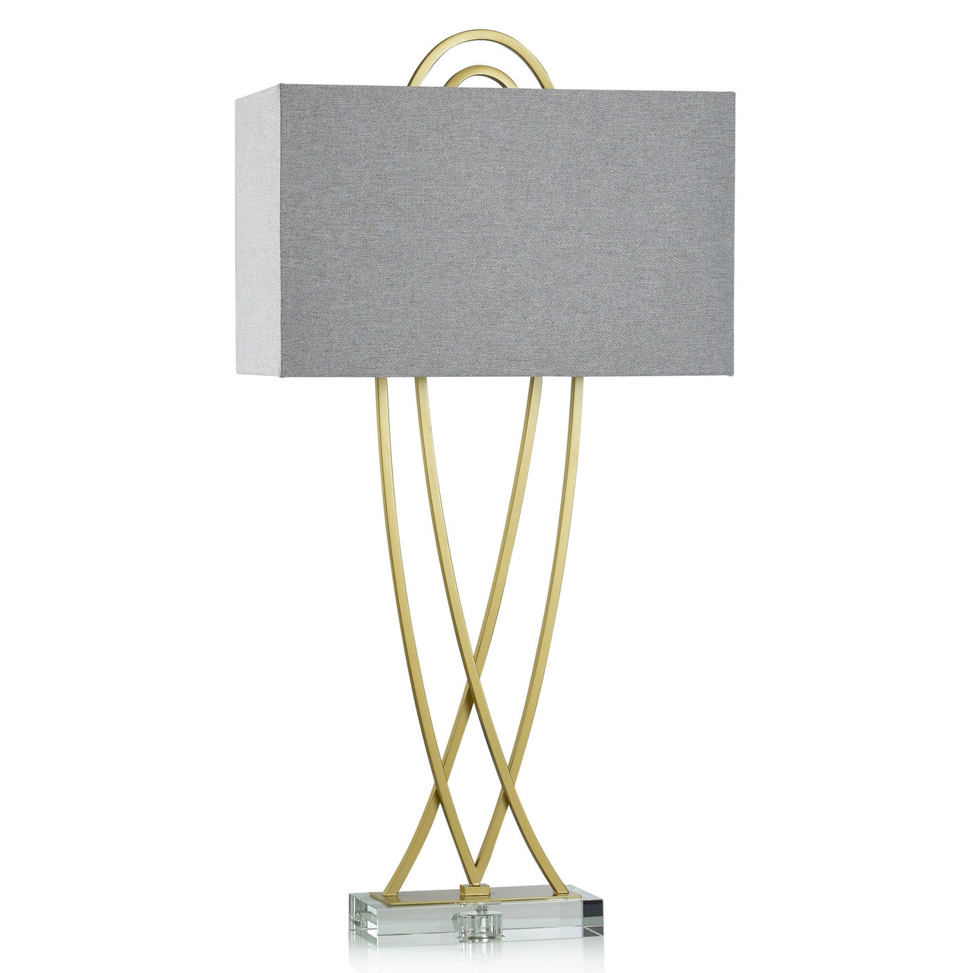 VIDA TABLE LAMP, Brass Finish on Metal with Crystal Base, Hardback Shade  - all lighting