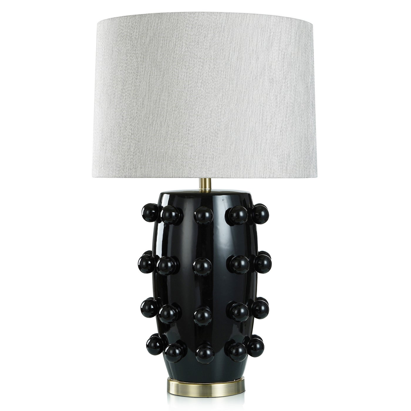 MARNI TABLE LAMP- BLACK, Black Finish on Ceramic Body with Brass Base, Hardback Shade - table lamps