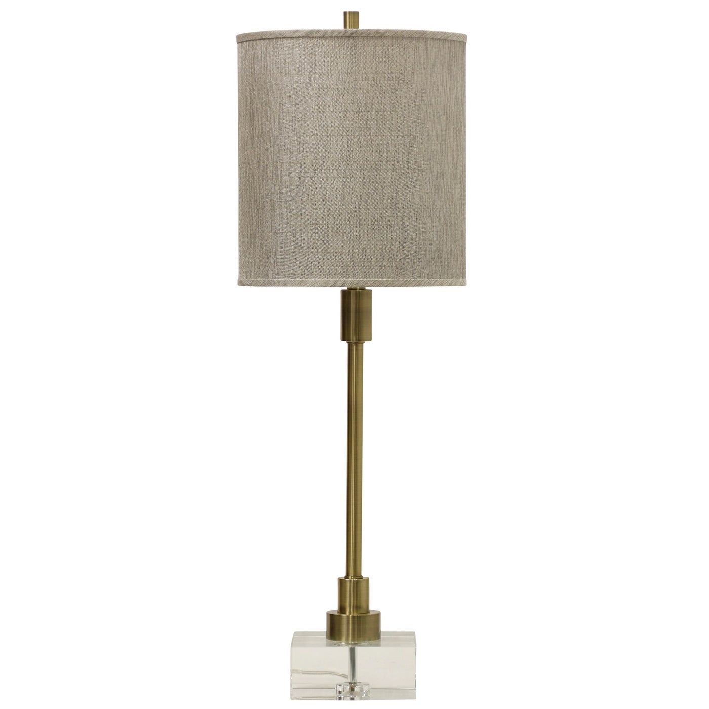 LENOX TABLE LAMP, Antique Brass Finish on Metal Body with Crystal Base, Hardback Shade, 3-Way Soc - table lamps