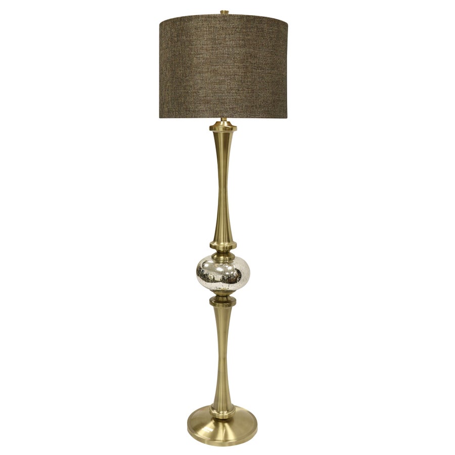 Vintage Brass & Crystal Torchiere Lamp
