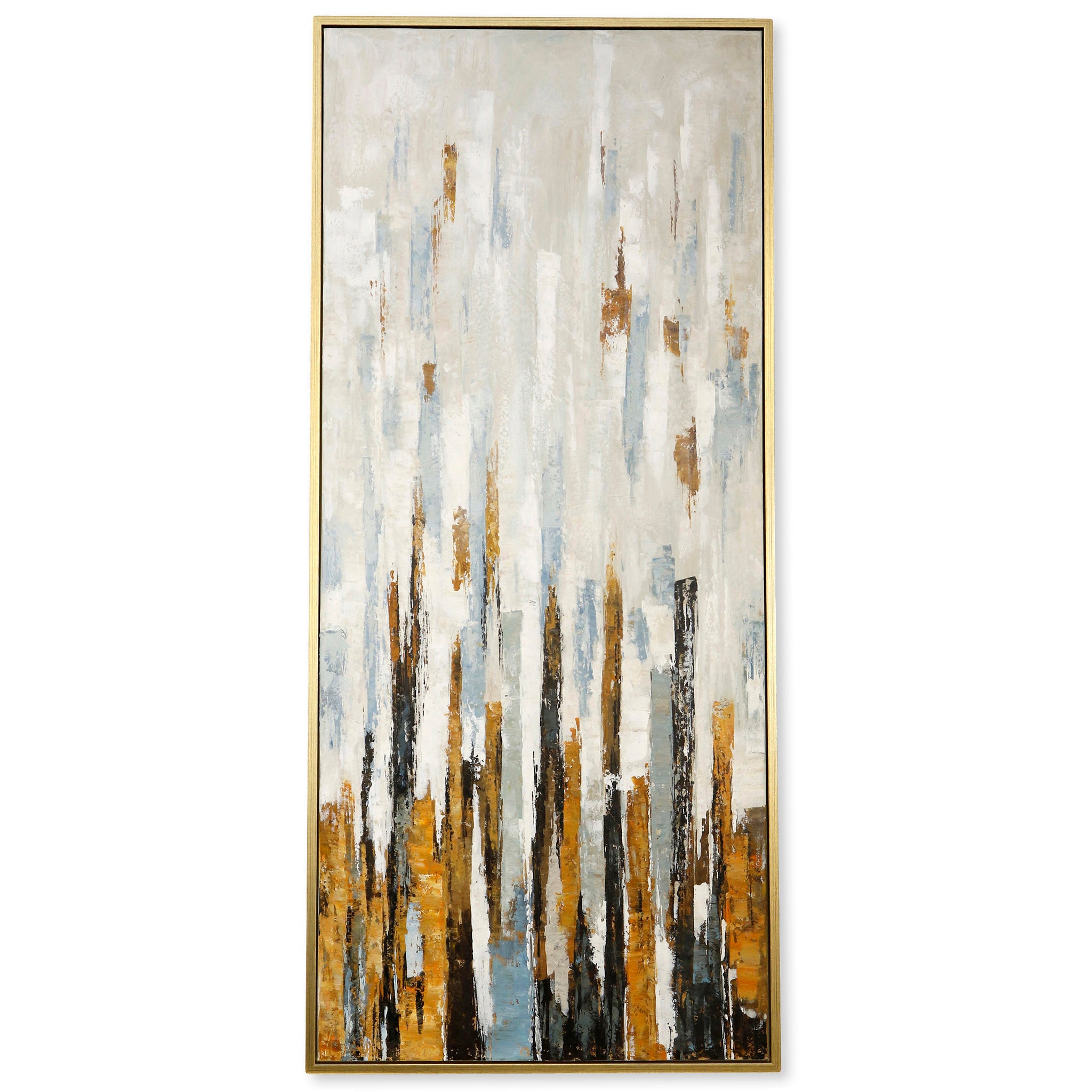 TOWERS OF GOLD FRAMED CANVAS ART Hand Painted Abstract 1.5