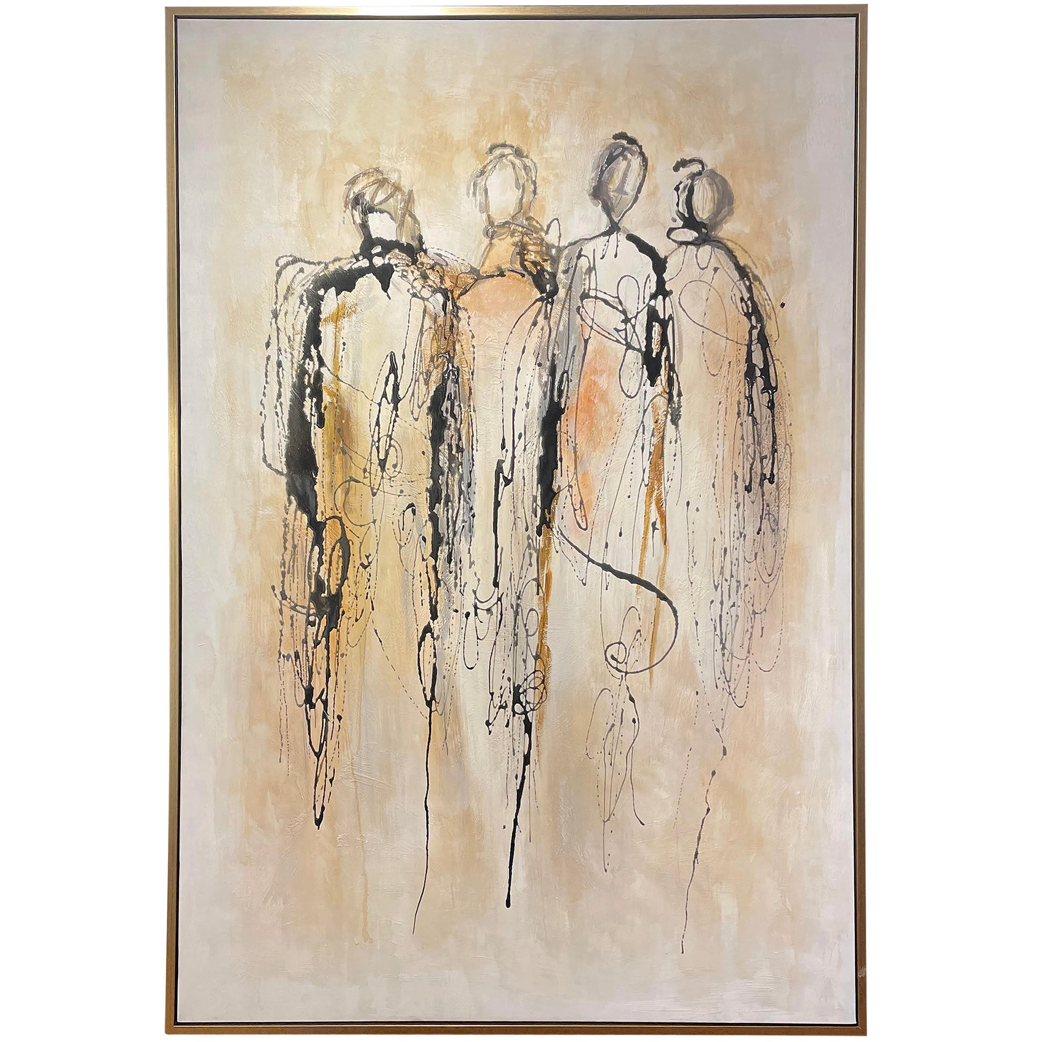 TROUPE FRAMED CANVAS ART Hand Painted Abstract Figures 1.5