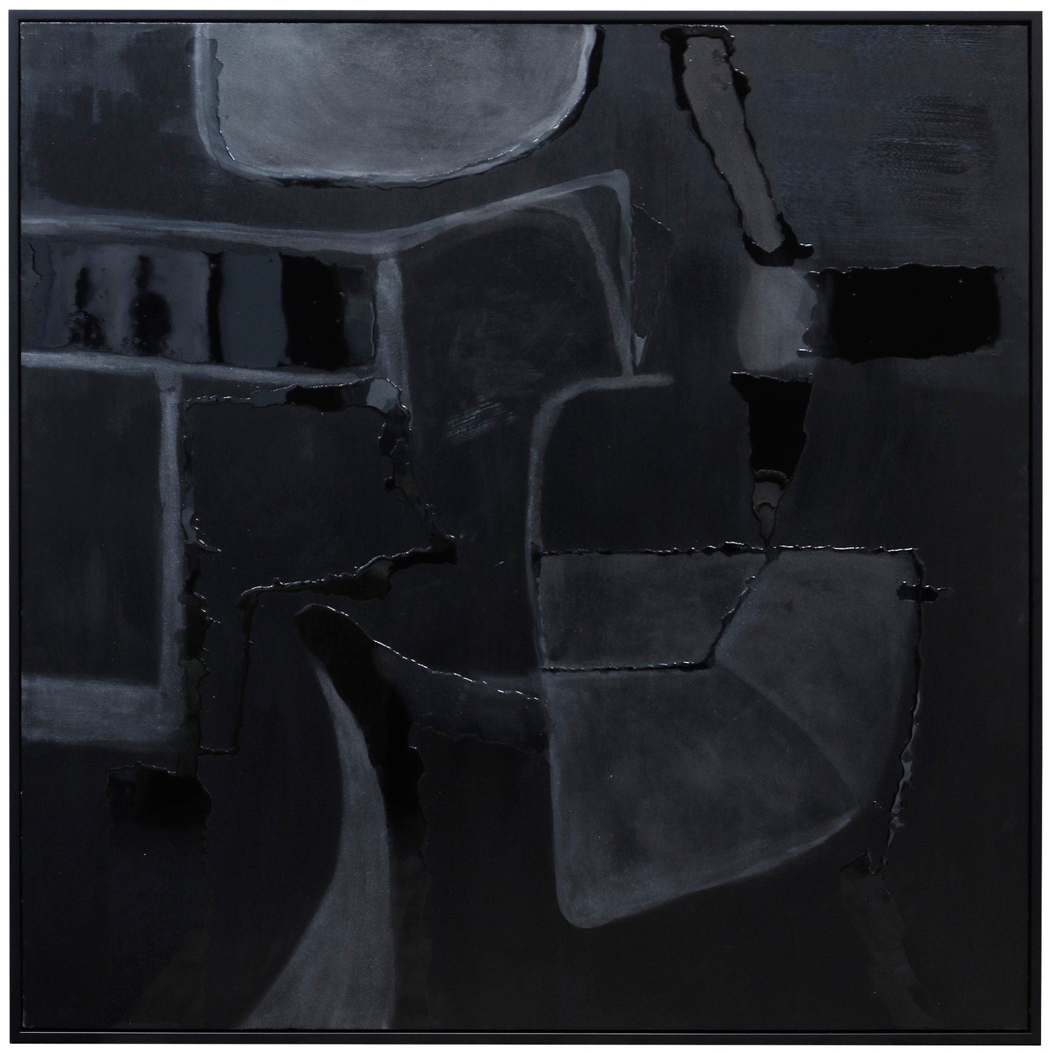 OBSIDIAN FRAMED CANVAS ART | Hand Painted Abstract | 1.5 inch