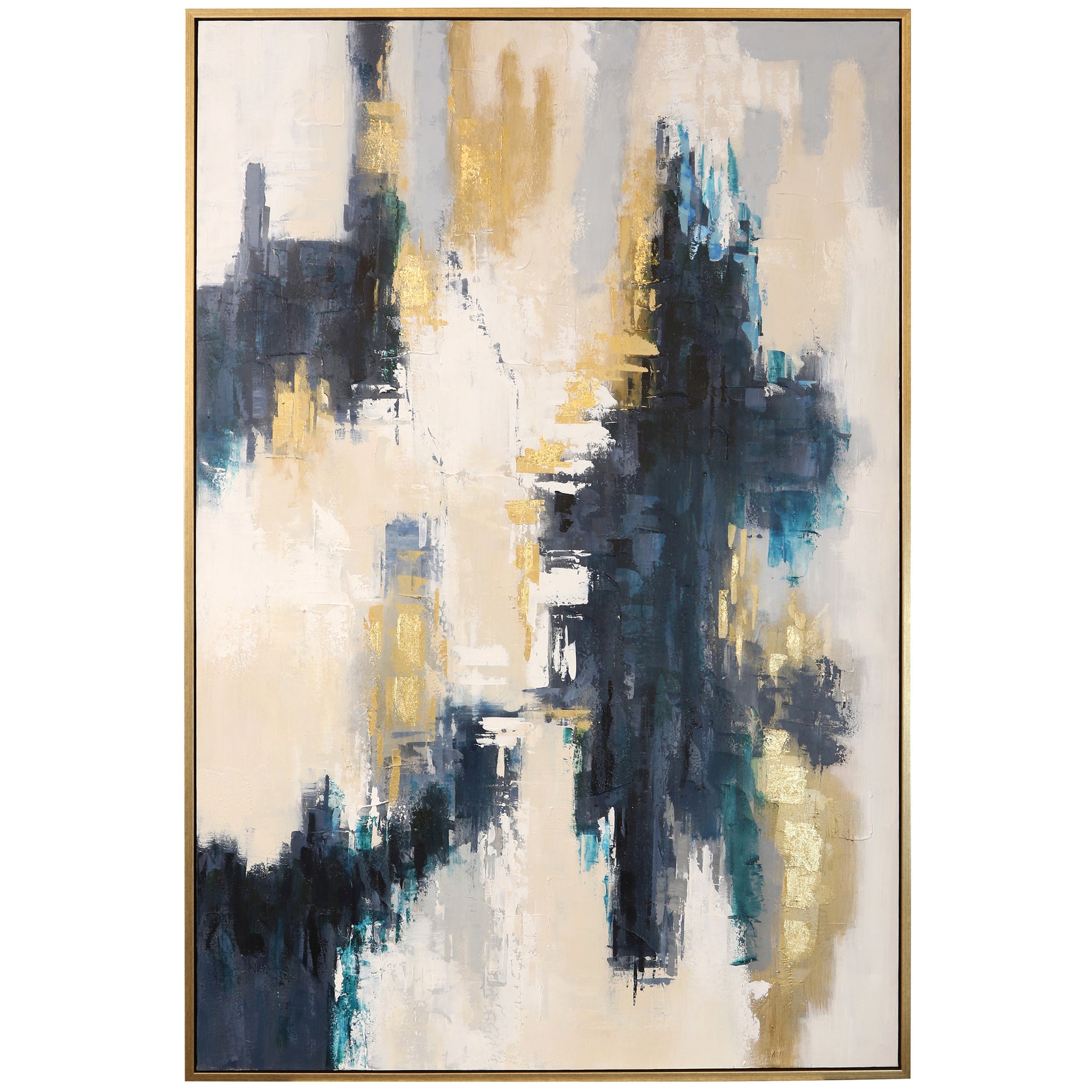 AZURE FRAMED ART | Hand Painted Abstract | 1.5 inch Frame - new