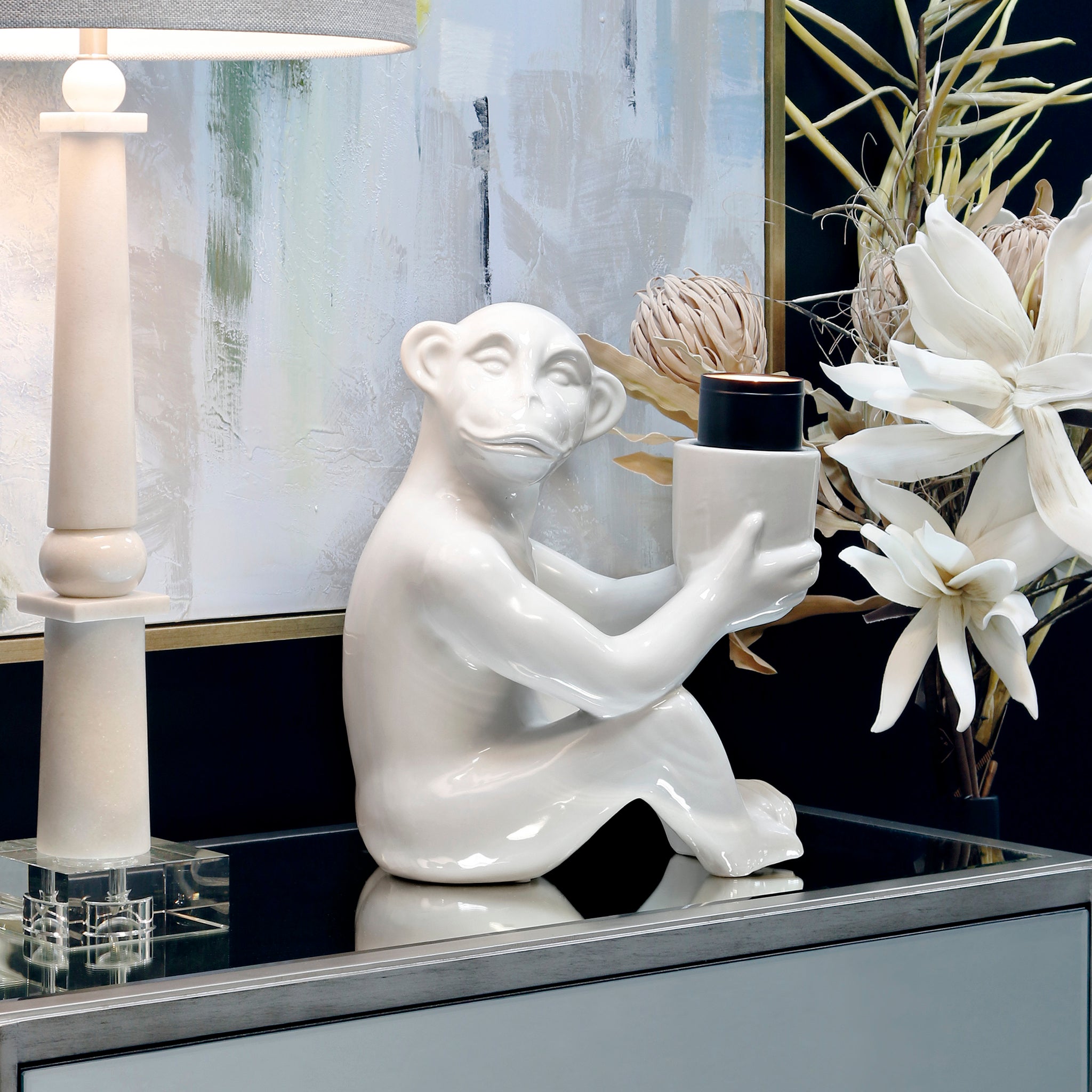 JANE CHIMP CANDLE HOLDER | White Finish on Ceramic - new winter