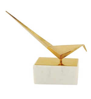 BIRD STATUE- I | Gold Finish on Metal Bird with Marble Stand