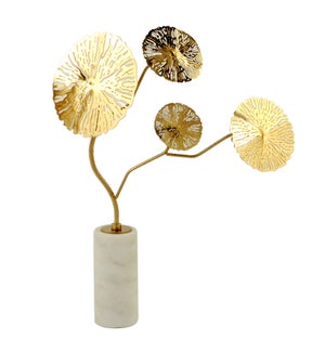 KOTE TREE STATUE- MEDIUM | Gold Finish on Metal with Marble Base