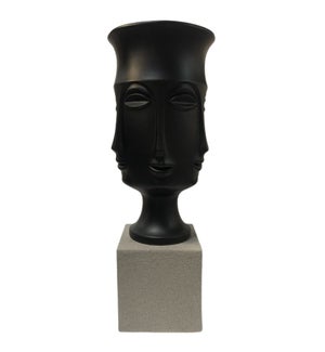 ASSISI FLOOR VASE- SMALL | Matte Black Finish on Resin with Frosted Gray Base
